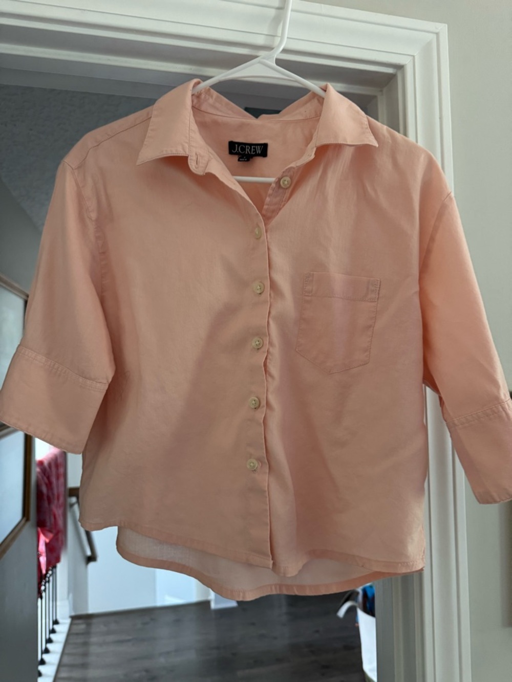 J. Crew Light Peach Short-Sleeve Button-Down Shirt